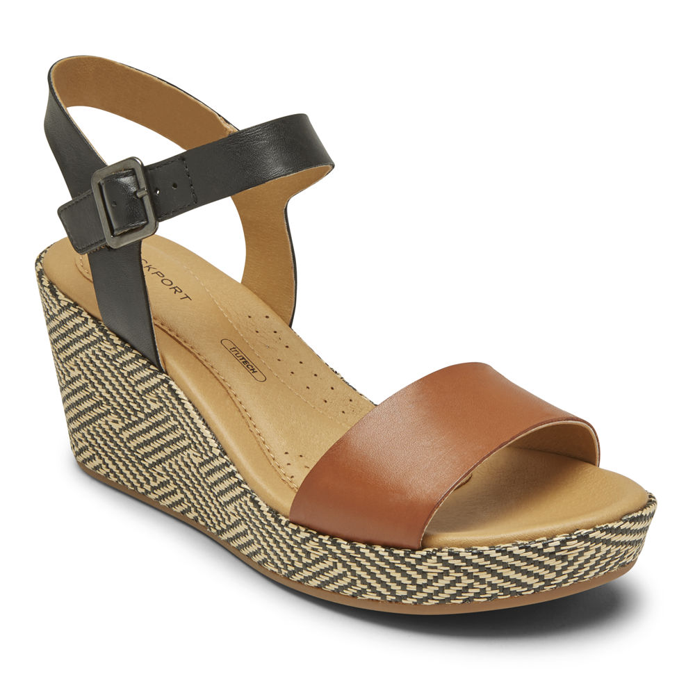 Rockport Sandaler Dame Svartbrune - Lyla Ankle-Strap - FEKM23074